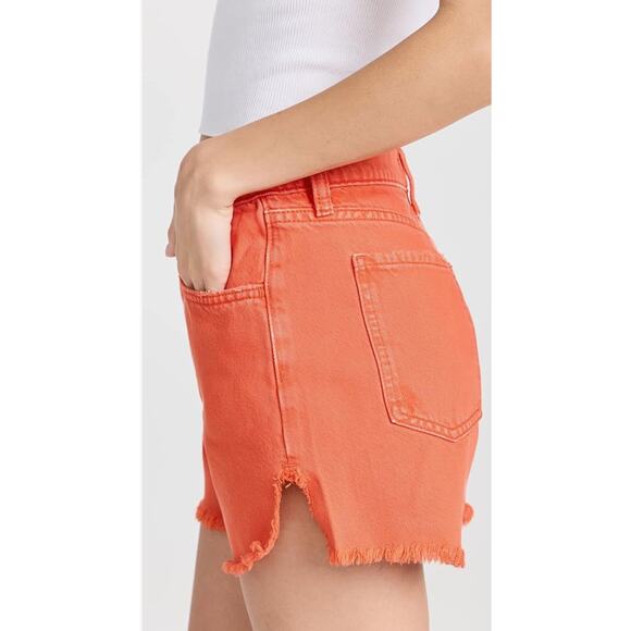 7 FOR ALL MANKIND Easy Ruby Cut Off Short Women's Size 24- Orange NWT - Picture 4 of 16